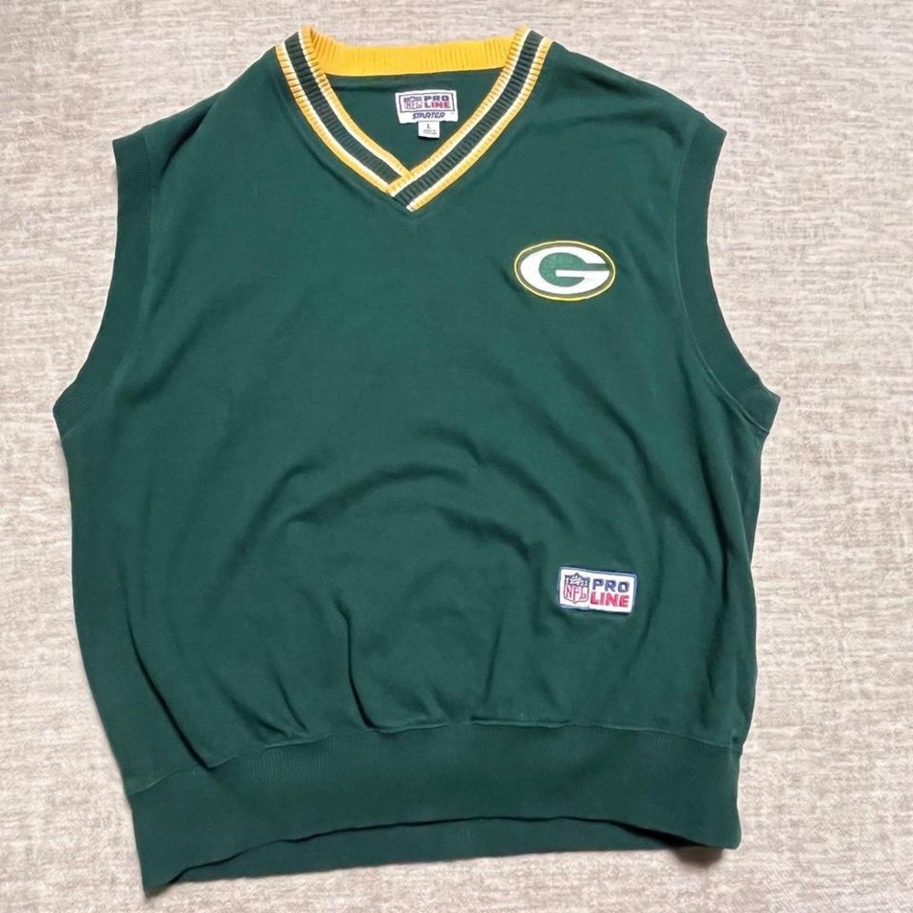 Vintage Green Bay Packers NFL Pro Line Starter Vest Men's Large Green Gold